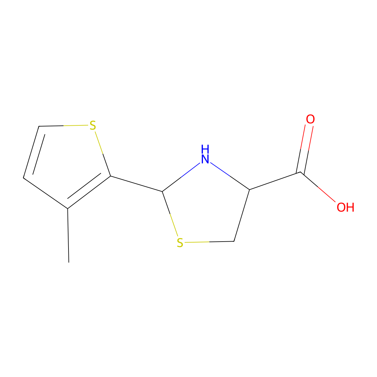 2-(3-Methyl-thiophen-2-yl)-thiazolidine-4-carboxylic acid molecular structure, CAS 318466-03-4