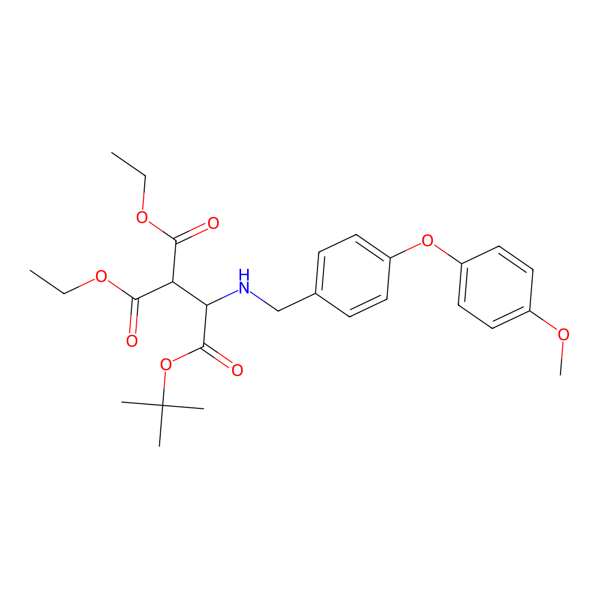 2-(Tert-butyl) 1,1-diethyl 2-{[4-(4-methoxyphenoxy)benzyl]amino}-1,1,2-ethanetricarboxylate molecular structure, CAS 318466-07-8