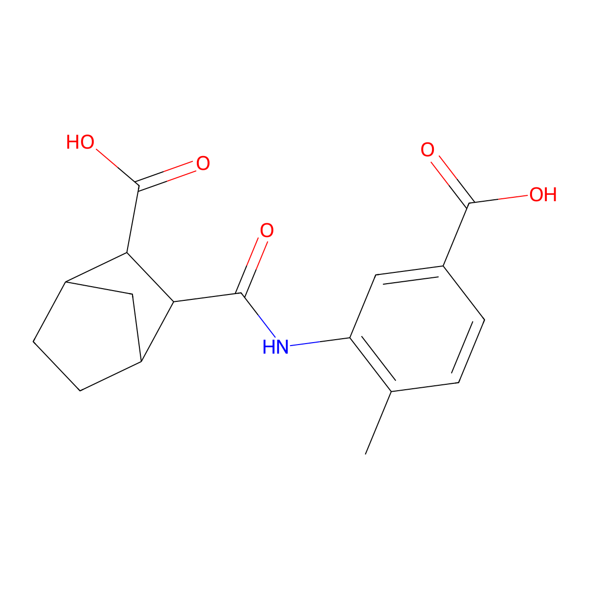 3-((5-Carboxy-2-methylphenyl)carbamoyl)bicyclo[2.2.1]heptane-2-carboxylic acid molecular structure, CAS 318466-18-1