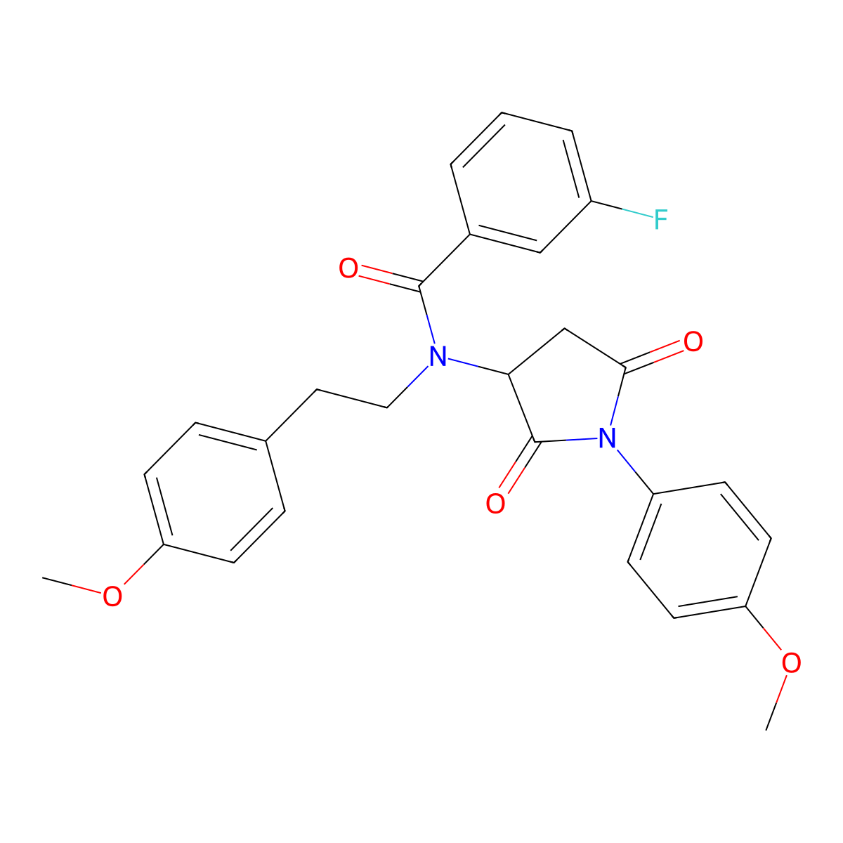 3-fluoro-N-[1-(4-methoxyphenyl)-2,5-dioxo-3-pyrrolidinyl]-N-[2-(4-methoxyphenyl)ethyl]benzamide molecular structure, CAS 318466-61-4