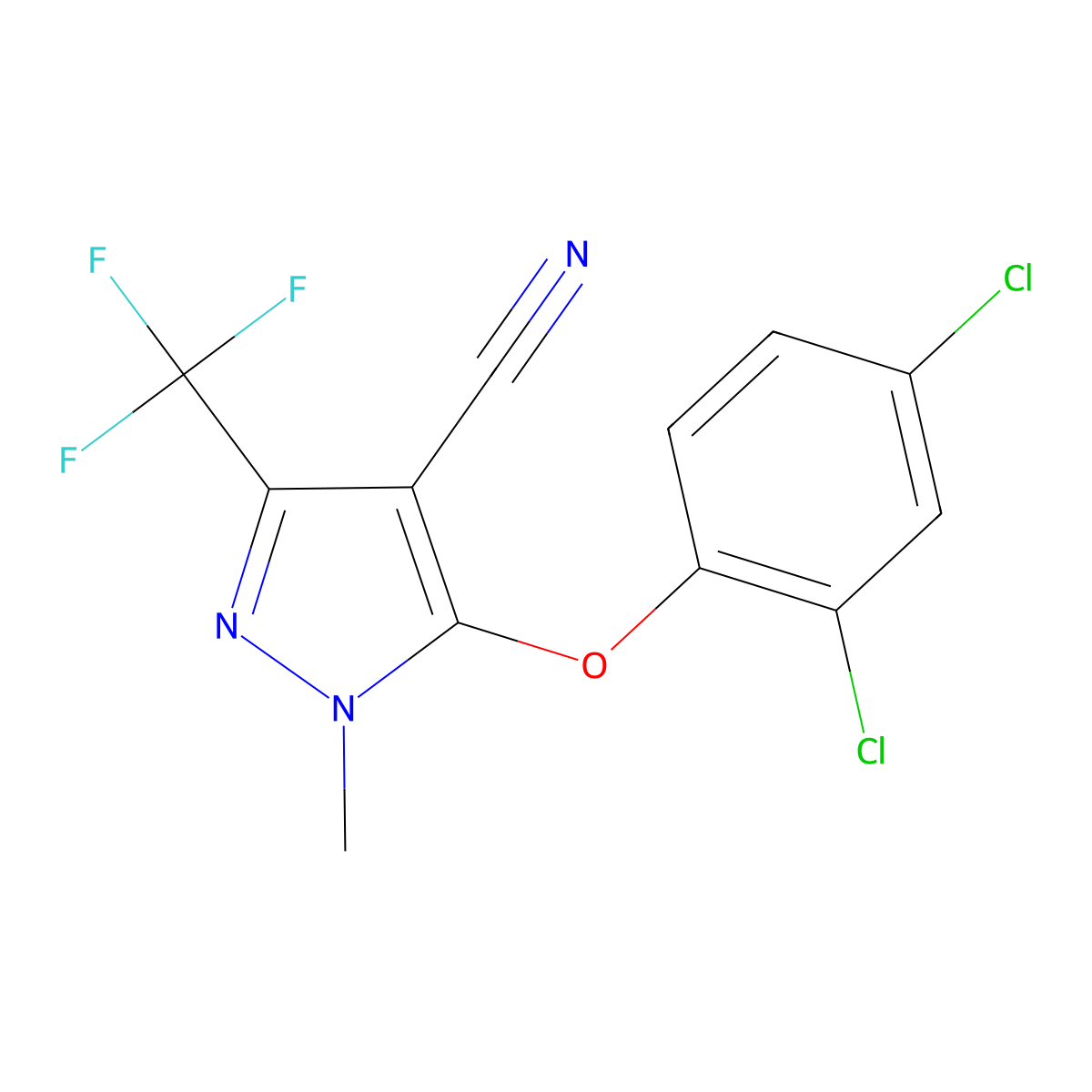 5-(2,4-dichlorophenoxy)-1-methyl-3-(trifluoromethyl)-1H-pyrazole-4-carbonitrile molecular structure, CAS 318469-11-3