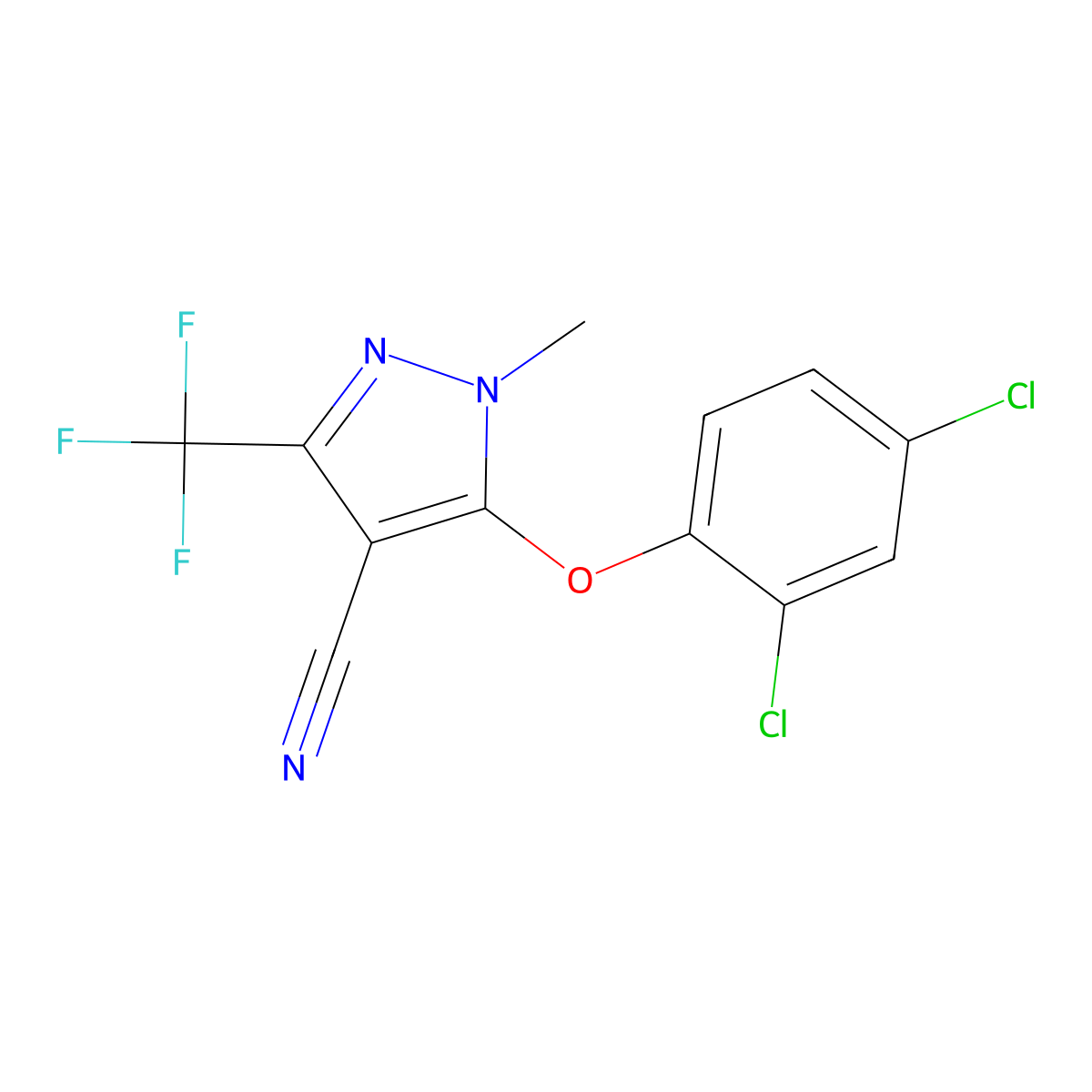 5-(2,4-dichlorophenoxy)-1-methyl-3-(trifluoromethyl)-1H-pyrazole-4-carbonitrile molecular structure, CAS 318469-11-3