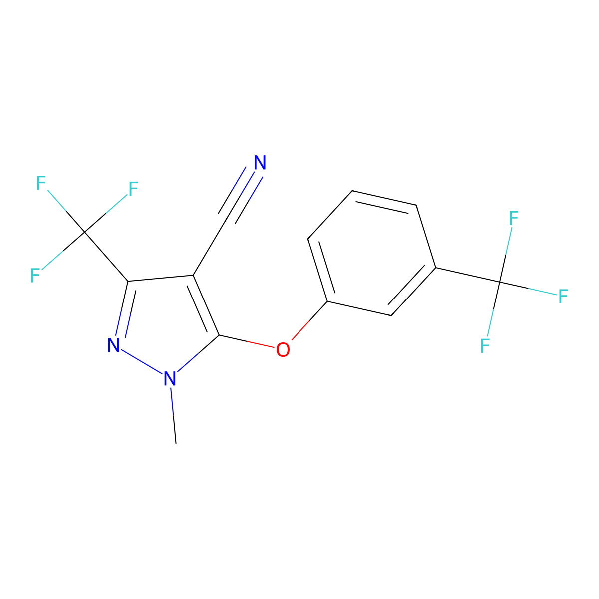 1-methyl-3-(trifluoromethyl)-5-[3-(trifluoromethyl)phenoxy]-1H-pyrazole-4-carbonitrile molecular structure, CAS 318469-13-5