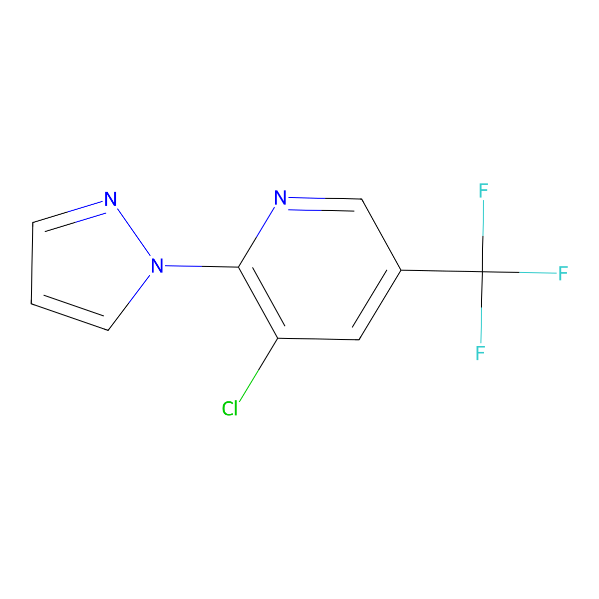 3-chloro-2-(1H-pyrazol-1-yl)-5-(trifluoromethyl)pyridine molecular structure, CAS 318469-19-1
