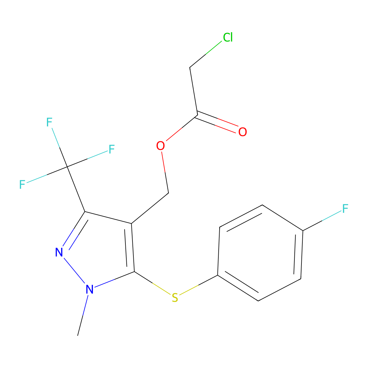 [5-[(4-fluorophenyl)sulfanyl]-1-methyl-3-(trifluoromethyl)-1H-pyrazol-4-yl]methyl 2-chloroacetate molecular structure, CAS 318469-26-0