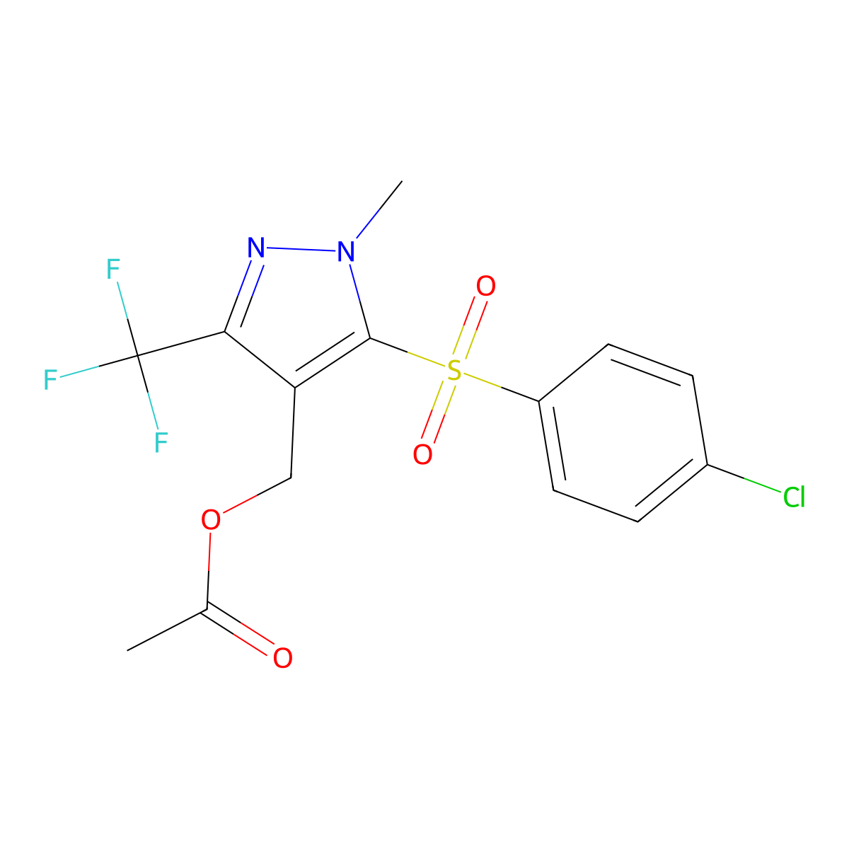 [5-[(4-chlorophenyl)sulfonyl]-1-methyl-3-(trifluoromethyl)-1H-pyrazol-4-yl]methyl acetate molecular structure, CAS 318469-27-1