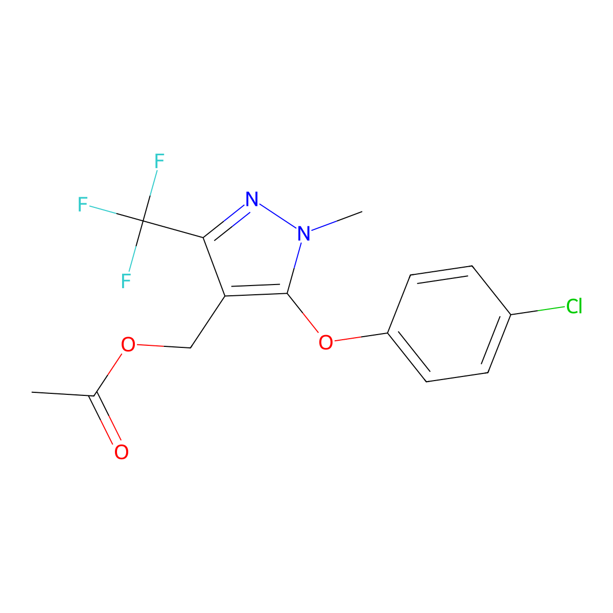 [5-(4-chlorophenoxy)-1-methyl-3-(trifluoromethyl)-1H-pyrazol-4-yl]methyl acetate molecular structure, CAS 318469-30-6