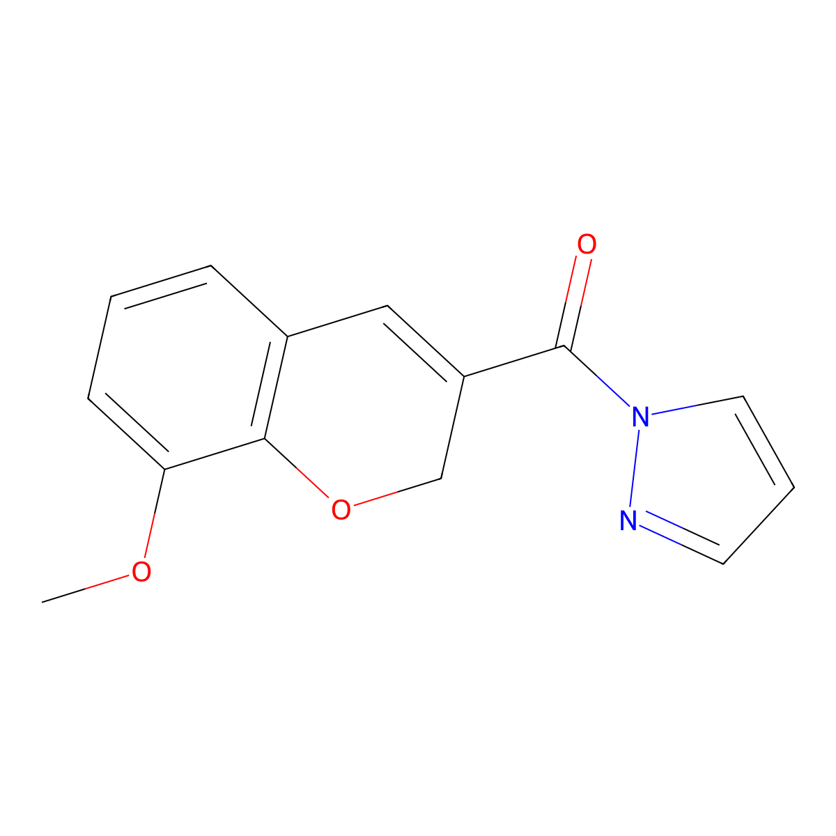 (8-methoxy-2H-chromen-3-yl)(1H-pyrazol-1-yl)methanone molecular structure, CAS 318469-32-8