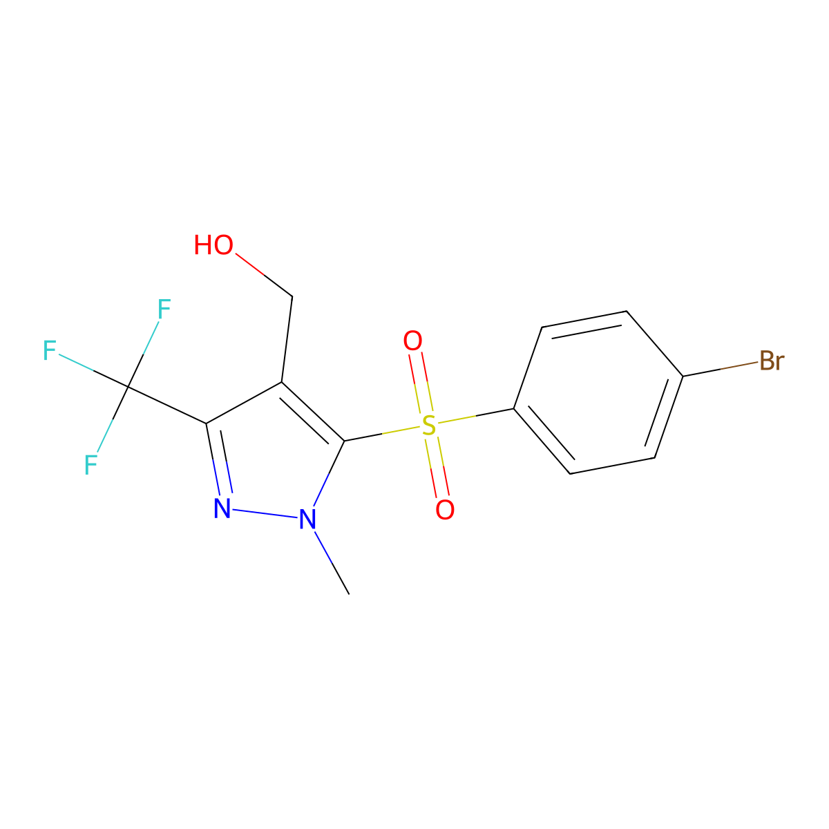 [5-[(4-bromophenyl)sulfonyl]-1-methyl-3-(trifluoromethyl)-1H-pyrazol-4-yl]methanol molecular structure, CAS 318469-36-2