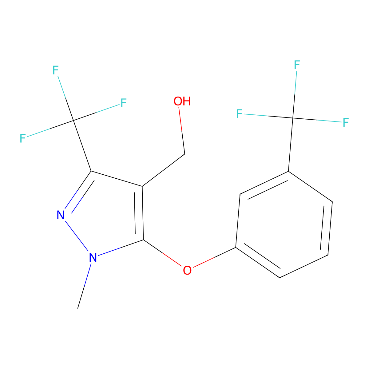 {1-Methyl-3-(trifluoromethyl)-5-[3-(trifluoromethyl)phenoxy]-1H-pyrazol-4-YL}methanol molecular structure, CAS 318469-40-8