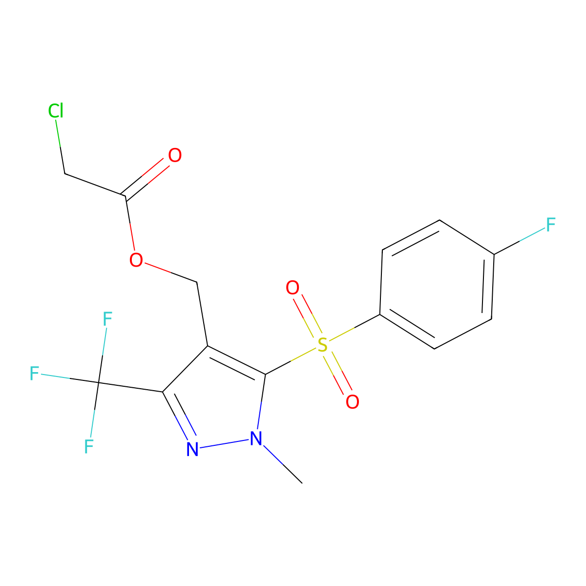 [5-[(4-fluorophenyl)sulfonyl]-1-methyl-3-(trifluoromethyl)-1H-pyrazol-4-yl]methyl 2-chloroacetate molecular structure, CAS 318469-42-0