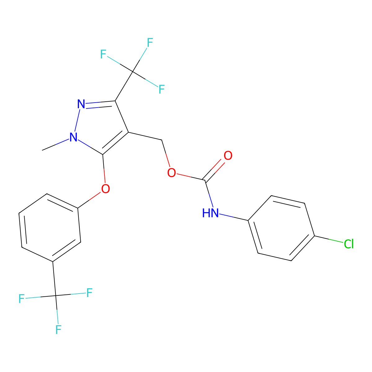 [1-methyl-3-(trifluoromethyl)-5-[3-(trifluoromethyl)phenoxy]-1H-pyrazol-4-yl]methyl N-(4-chlorophenyl)carbamate molecular structure, CAS 318469-45-3