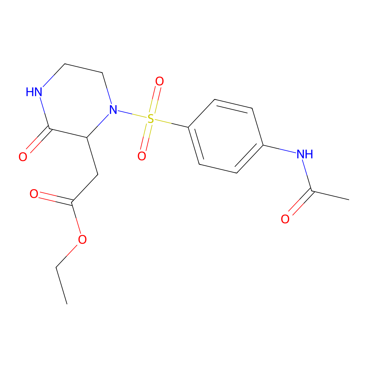 Ethyl 2-(1-{[4-(acetylamino)phenyl]sulfonyl}-3-oxo-2-piperazinyl)acetate molecular structure, CAS 318469-56-6