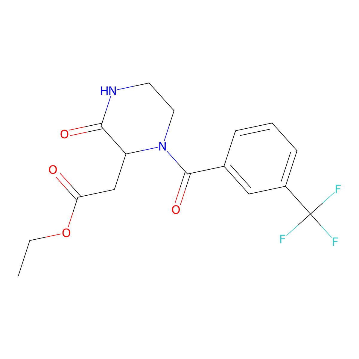 Ethyl 2-{3-oxo-1-[3-(trifluoromethyl)benzoyl]-2-piperazinyl}acetate molecular structure, CAS 318469-59-9