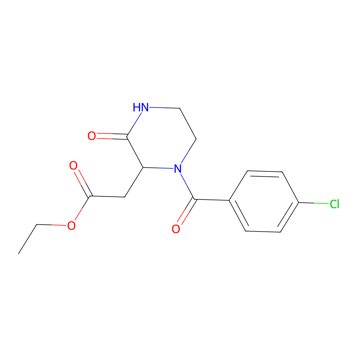 Ethyl 1-(4-chlorobenzoyl)-3-oxo-2-piperazineacetate molecular structure, CAS 318469-63-5