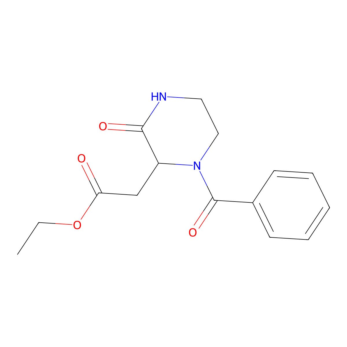 Ethyl 2-(1-benzoyl-3-oxopiperazin-2-yl)acetate molecular structure, CAS 318469-64-6