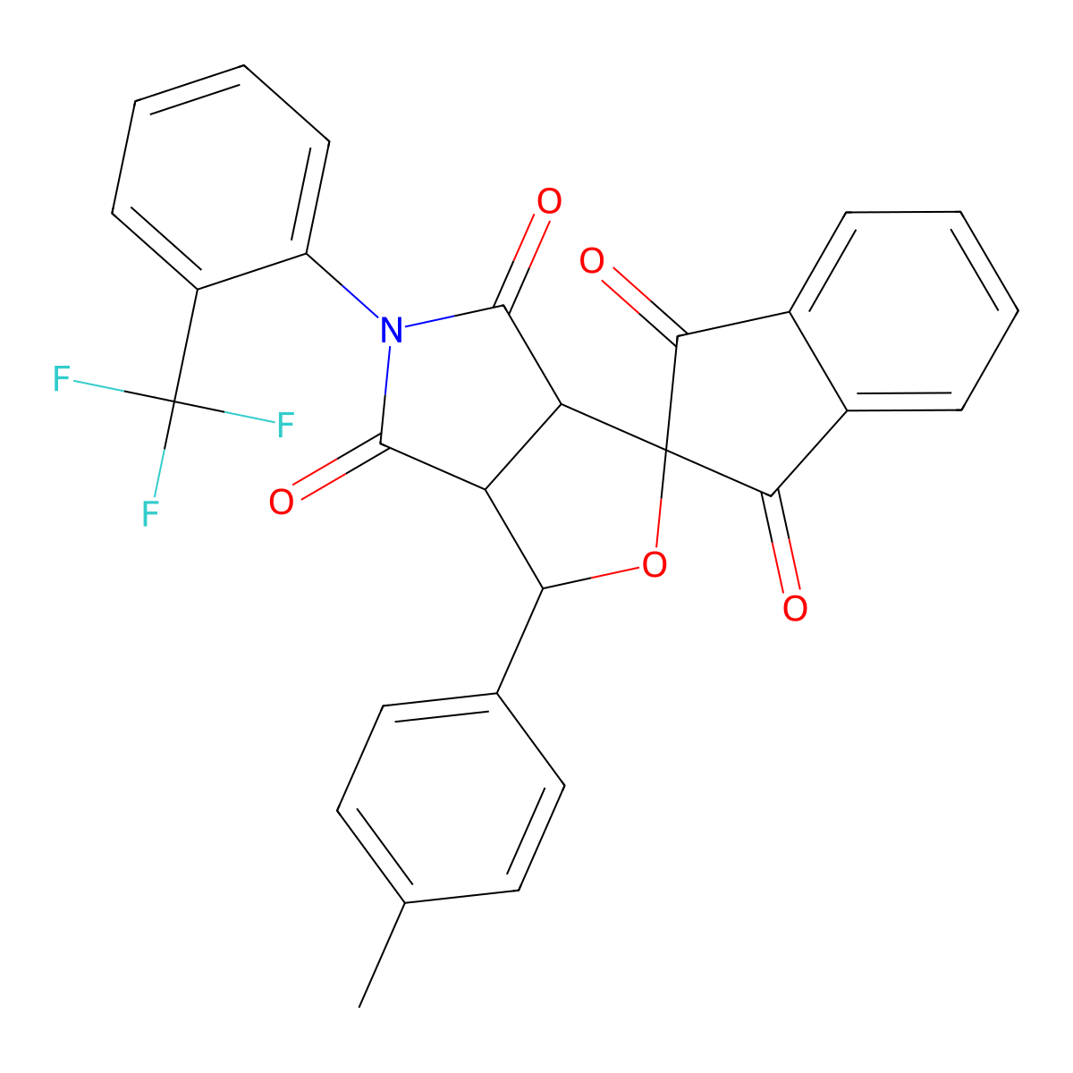 3-(4-methylphenyl)-5-[2-(trifluoromethyl)phenyl]-3a,6a-dihydrospiro[furo[3,4-c]pyrrole-1,2'-indene]-1',3',4,6(3H,5H)-tetrone molecular structure, CAS 318480-32-9