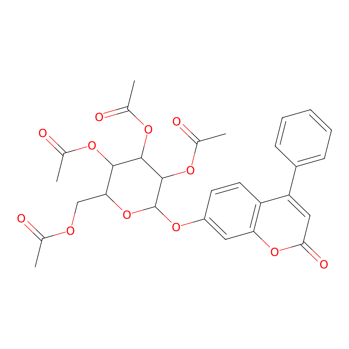 2-oxo-4-phenyl-2H-chromen-7-yl 2,3,4,6-tetra-O-acetyl-D-glucopyranoside molecular structure, CAS 318481-21-9