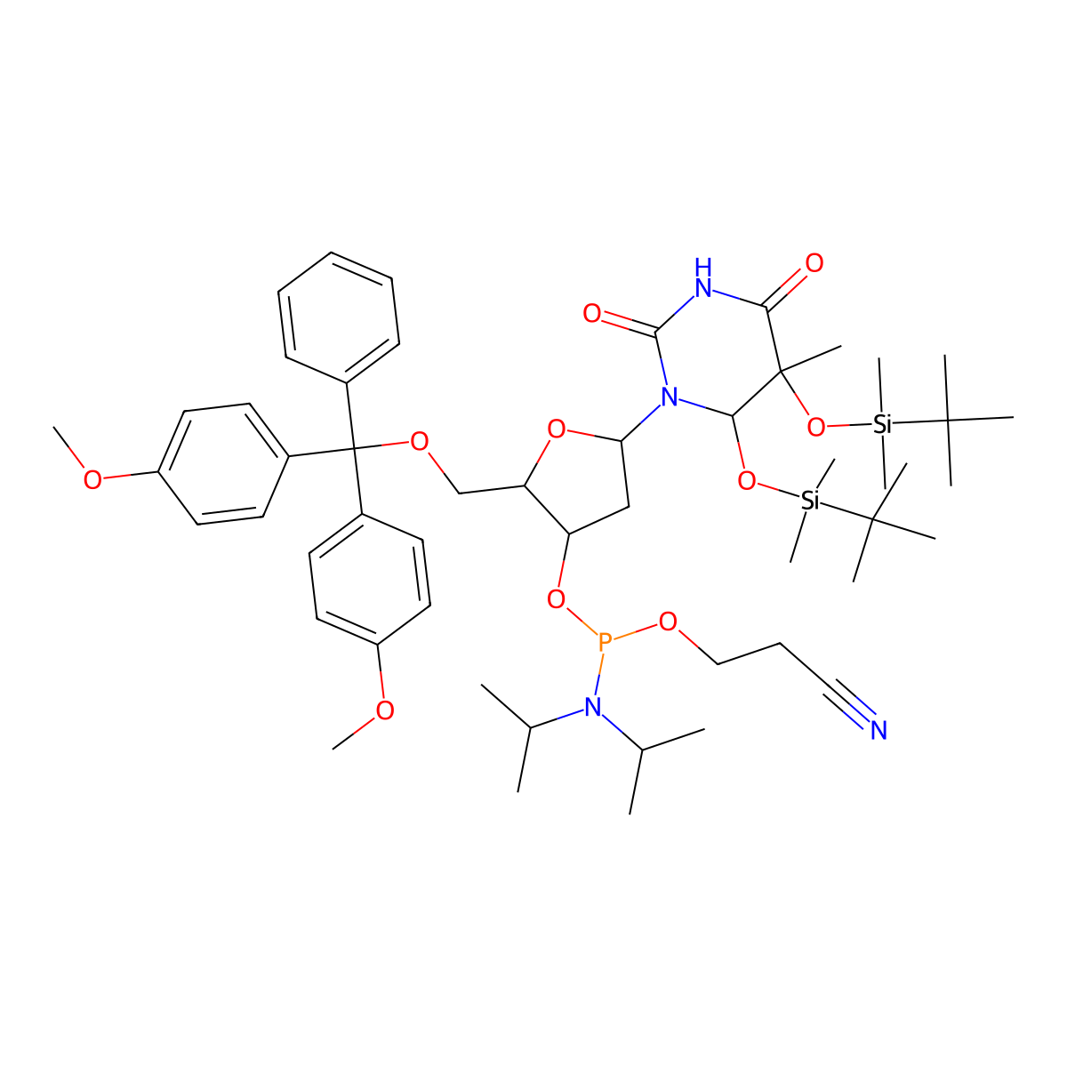 DNA 5-Me-5,6-diOTBS-T amidite molecular structure, CAS 318497-58-4