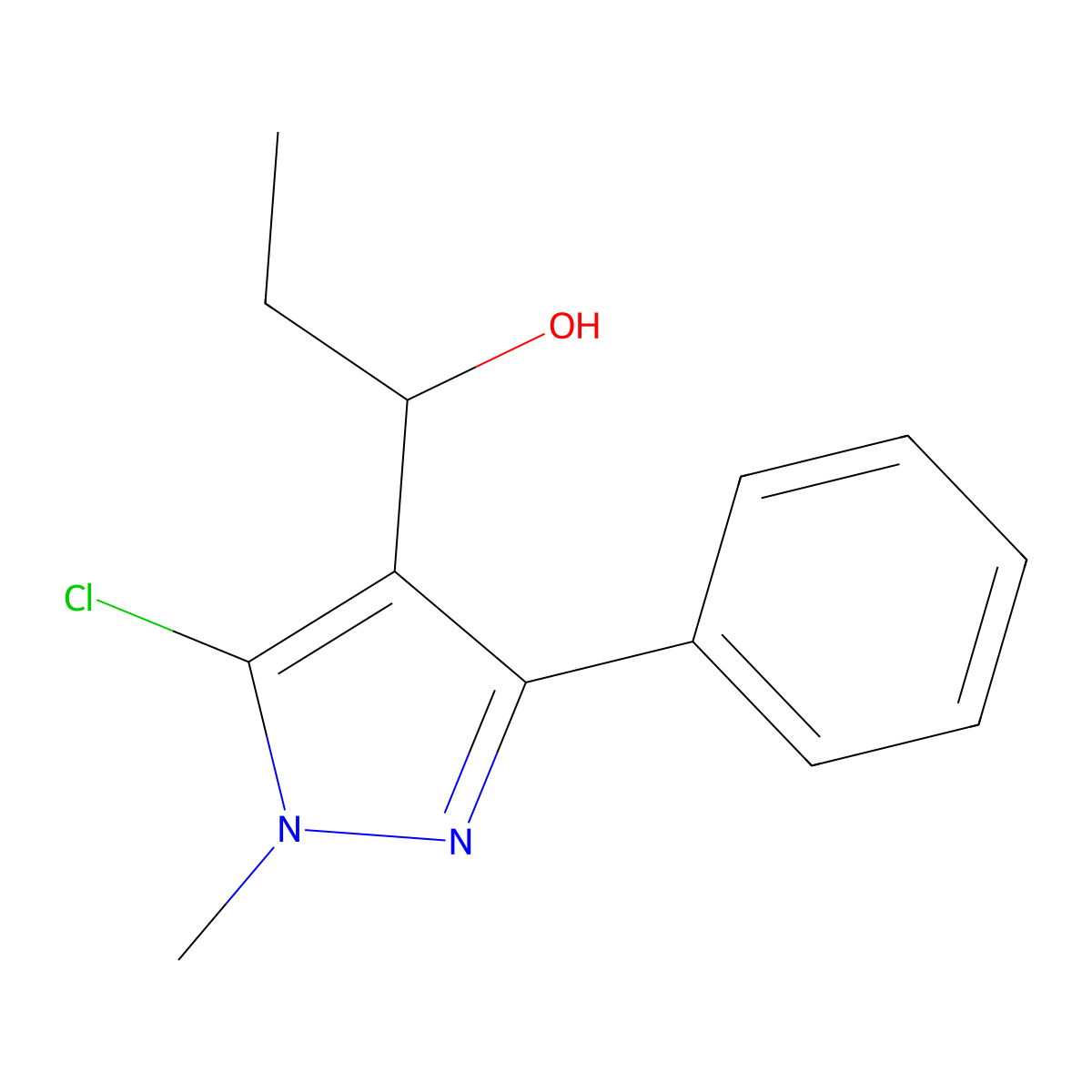 1-(5-chloro-1-methyl-3-phenyl-1H-pyrazol-4-yl)-1-propanol molecular structure, CAS 318497-80-2