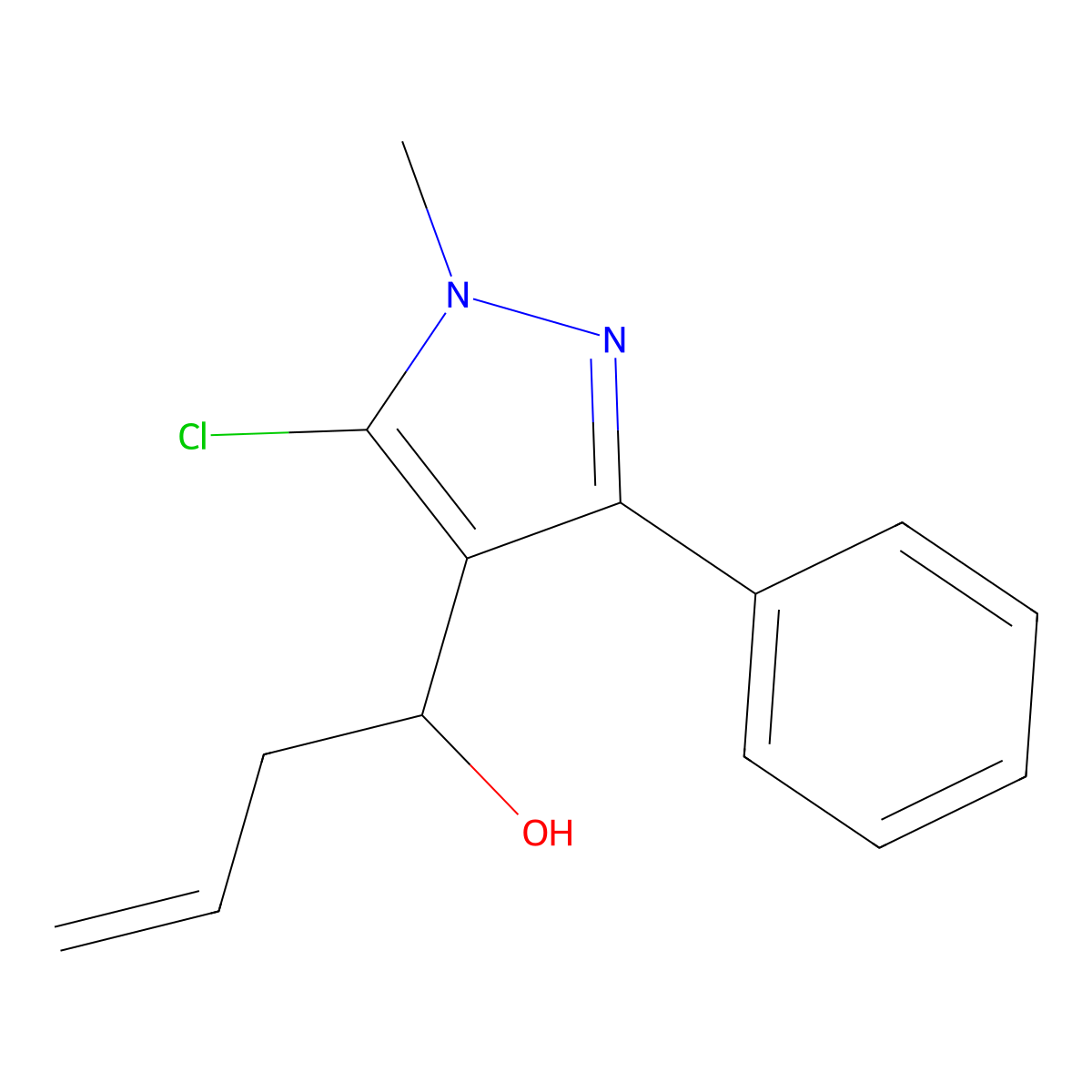 1-(5-chloro-1-methyl-3-phenyl-1H-pyrazol-4-yl)-3-buten-1-ol molecular structure, CAS 318497-82-4