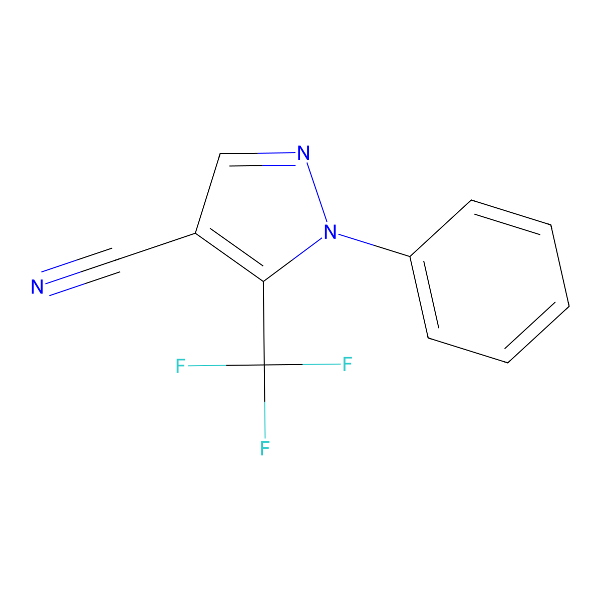 1-phenyl-5-(trifluoromethyl)-1H-pyrazole-4-carbonitrile molecular structure, CAS 318497-83-5