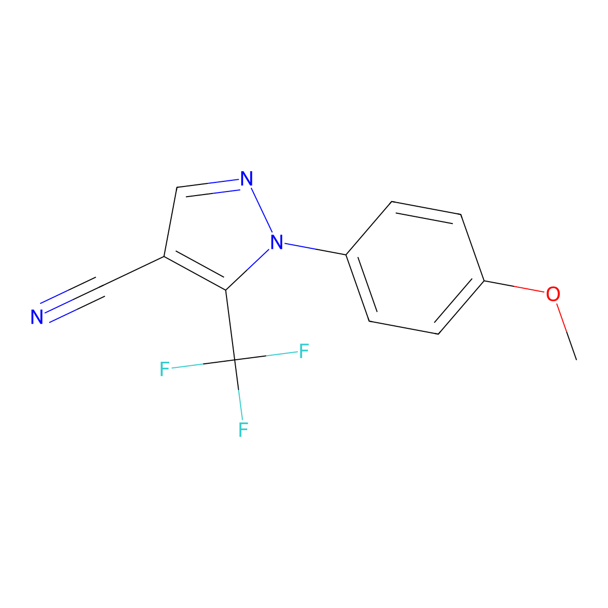 1-(4-methoxyphenyl)-5-(trifluoromethyl)-1H-pyrazole-4-carbonitrile molecular structure, CAS 318497-84-6