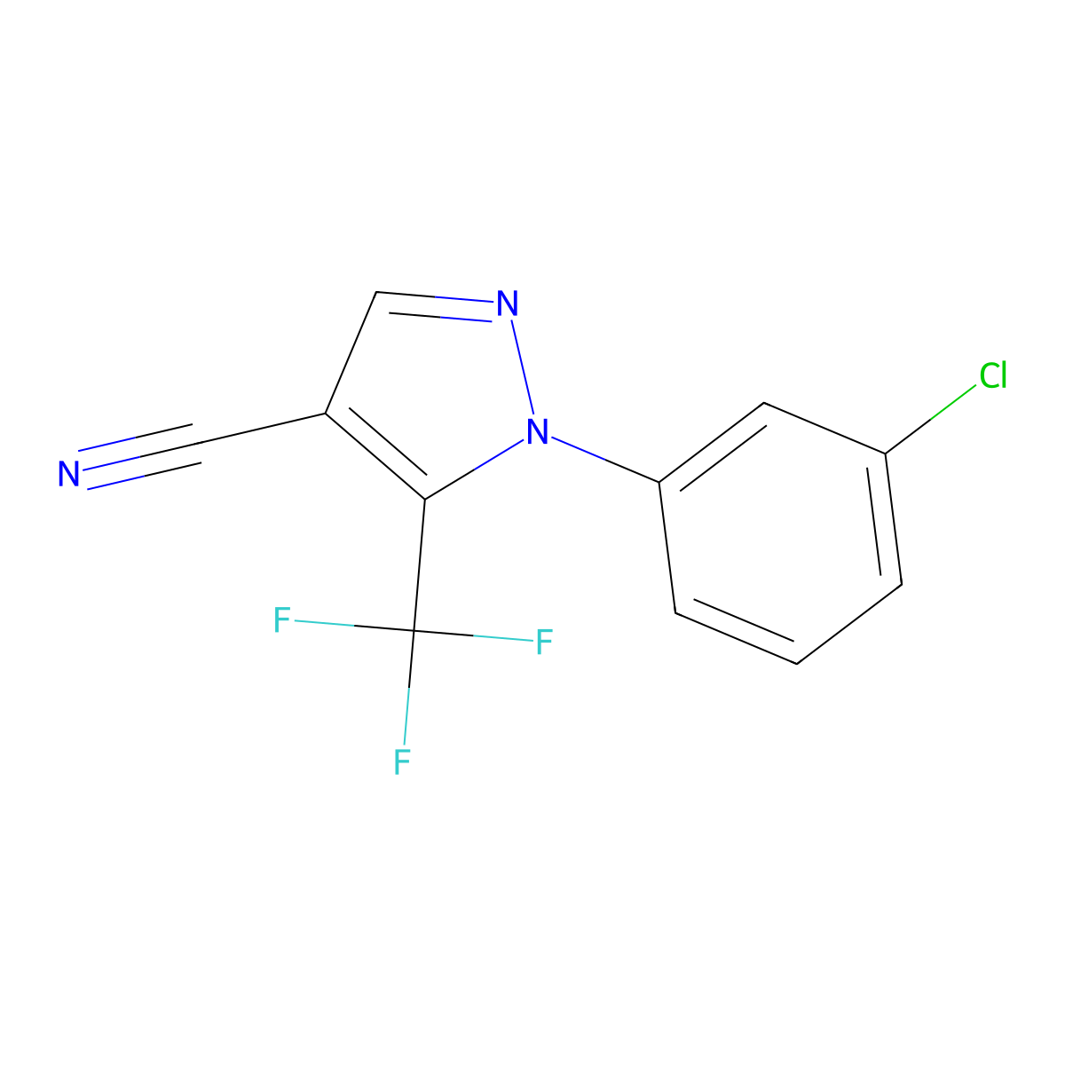 1-(3-chlorophenyl)-5-(trifluoromethyl)-1H-pyrazole-4-carbonitrile molecular structure, CAS 318497-85-7