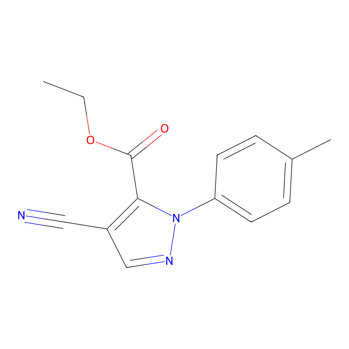 ethyl 4-cyano-1-(4-methylphenyl)-1H-pyrazole-5-carboxylate molecular structure, CAS 318497-86-8