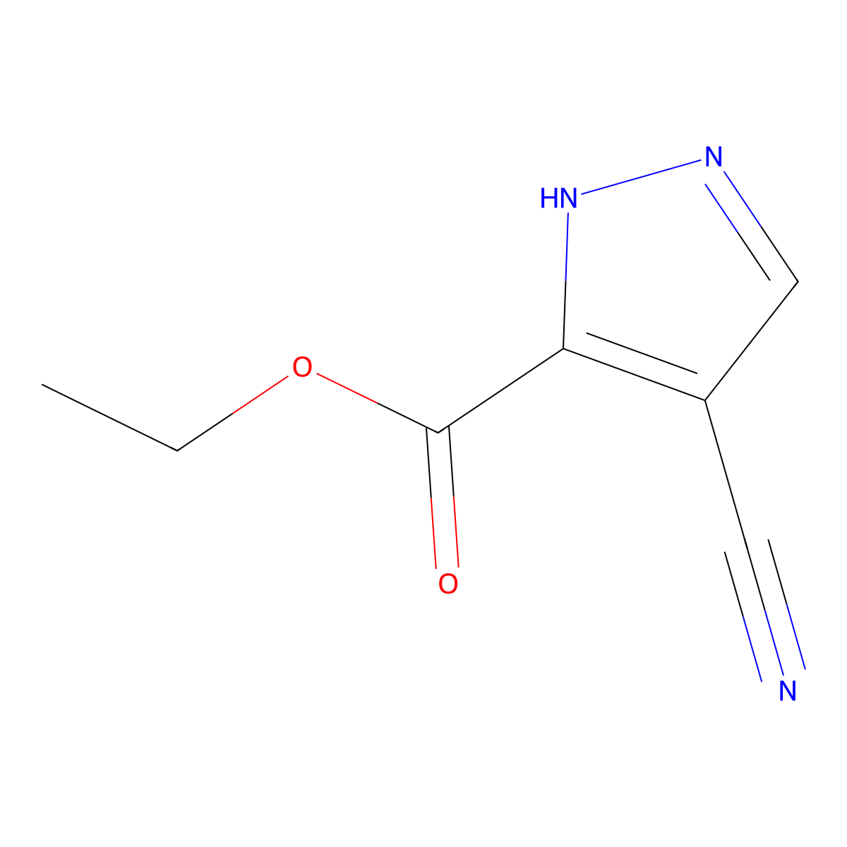 ethyl 4-cyano-1H-pyrazole-5-carboxylate molecular structure, CAS 318497-88-0