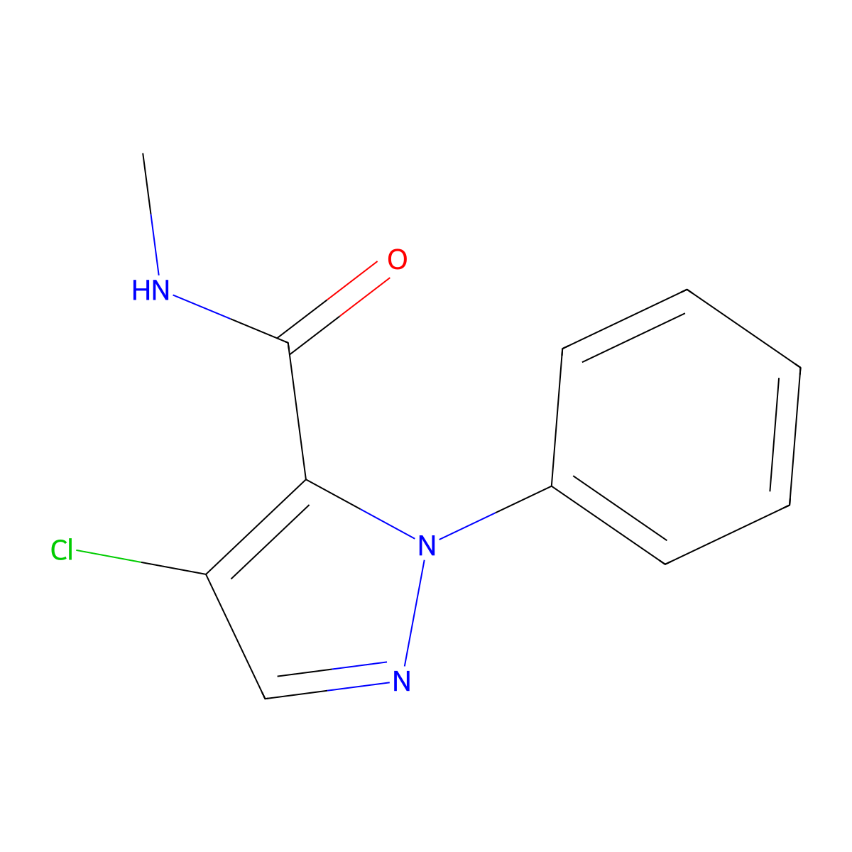 4-chloro-N-methyl-1-phenyl-1H-pyrazole-5-carboxamide molecular structure, CAS 318497-92-6