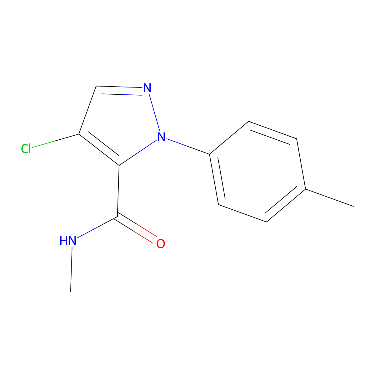 4-chloro-N-methyl-1-(4-methylphenyl)-1H-pyrazole-5-carboxamide molecular structure, CAS 318497-93-7