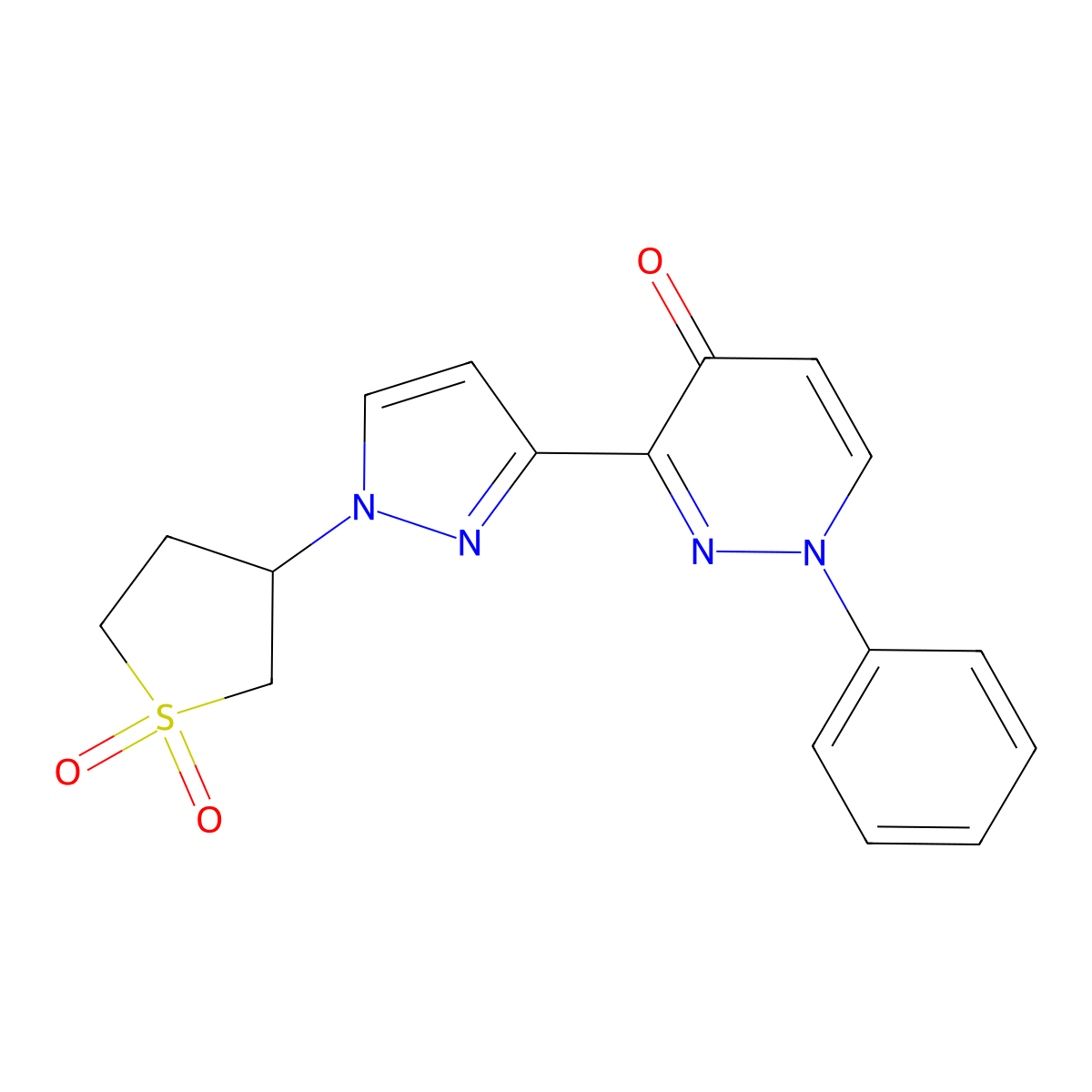 3-[1-(1,1-Dioxothiolan-3-yl)pyrazol-3-yl]-1-phenylpyridazin-4-one molecular structure, CAS 318497-96-0