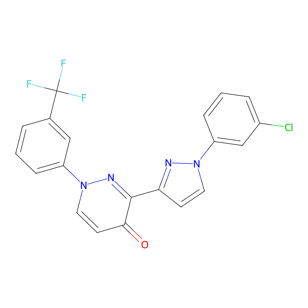 3-[1-(3-chlorophenyl)-1H-pyrazol-3-yl]-1-[3-(trifluoromethyl)phenyl]-4(1H)-pyridazinone molecular structure, CAS 318498-04-3