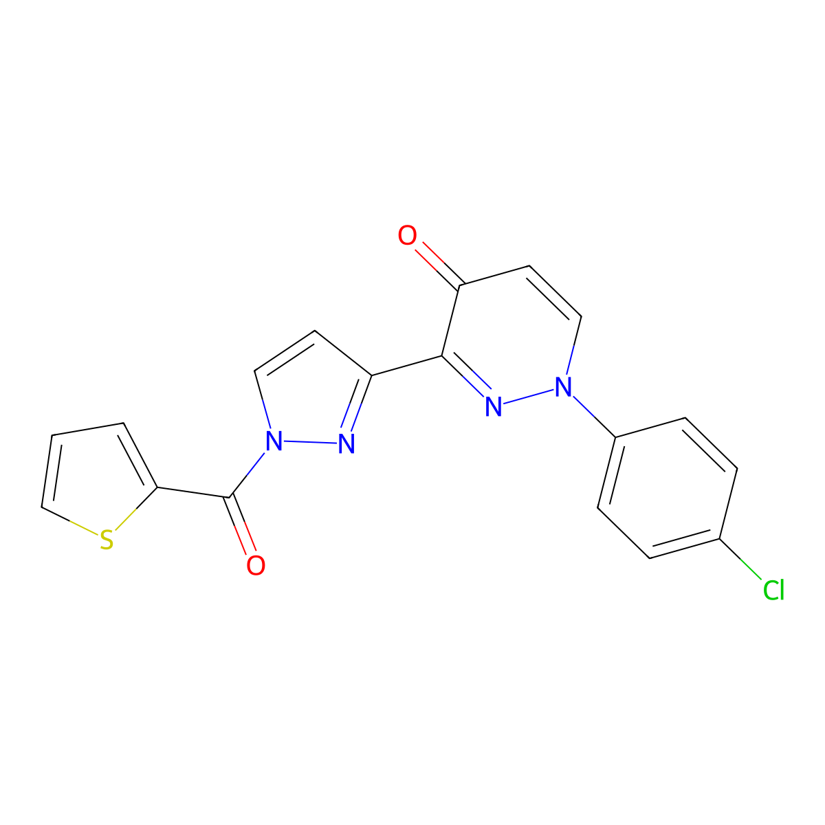 1-(4-chlorophenyl)-3-[1-(2-thienylcarbonyl)-1H-pyrazol-3-yl]-4(1H)-pyridazinone molecular structure, CAS 318498-06-5