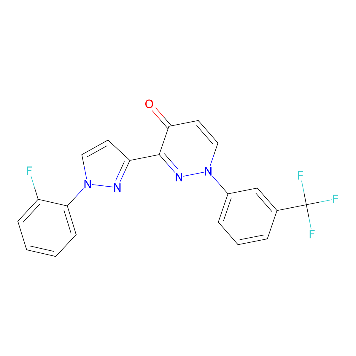 3-[1-(2-fluorophenyl)-1H-pyrazol-3-yl]-1-[3-(trifluoromethyl)phenyl]-4(1H)-pyridazinone molecular structure, CAS 318498-08-7