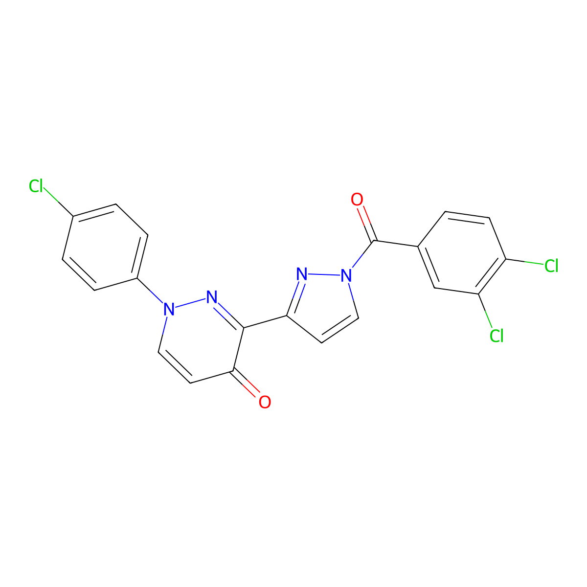 1-(4-chlorophenyl)-3-[1-(3,4-dichlorobenzoyl)-1H-pyrazol-3-yl]-4(1H)-pyridazinone molecular structure, CAS 318498-09-8