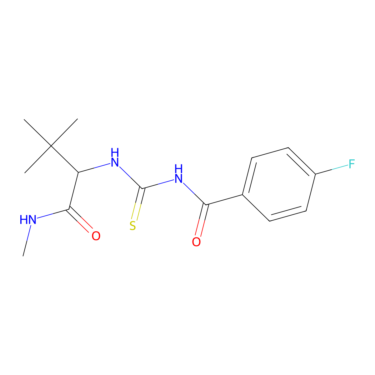 2-({[(4-fluorobenzoyl)amino]carbothioyl}amino)-N,3,3-trimethylbutanamide molecular structure, CAS 318498-18-9