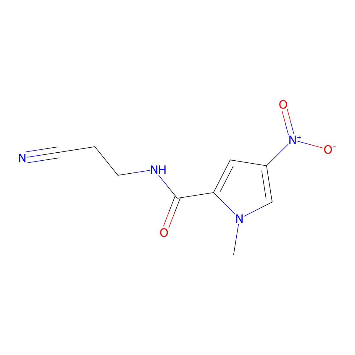 1H-Pyrrole-2-carboxamide, N-(2-cyanoethyl)-1-methyl-4-nitro- molecular structure, CAS 3185-95-3