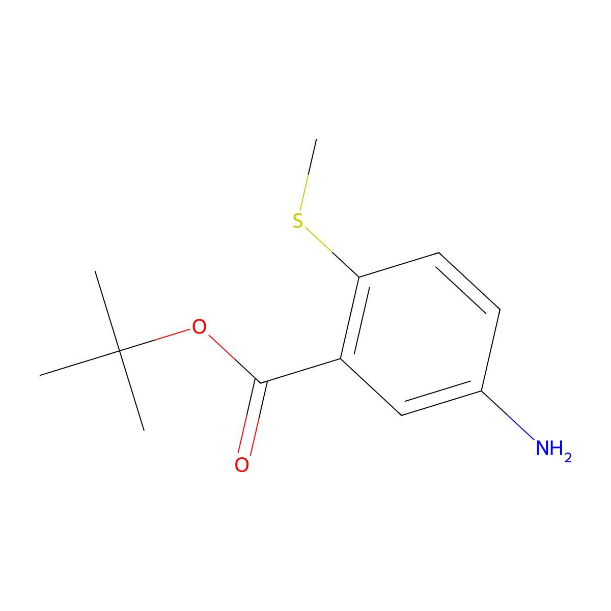 Tert-butyl 5-amino-2-(methylsulfanyl)benzoate molecular structure, CAS 318510-86-0