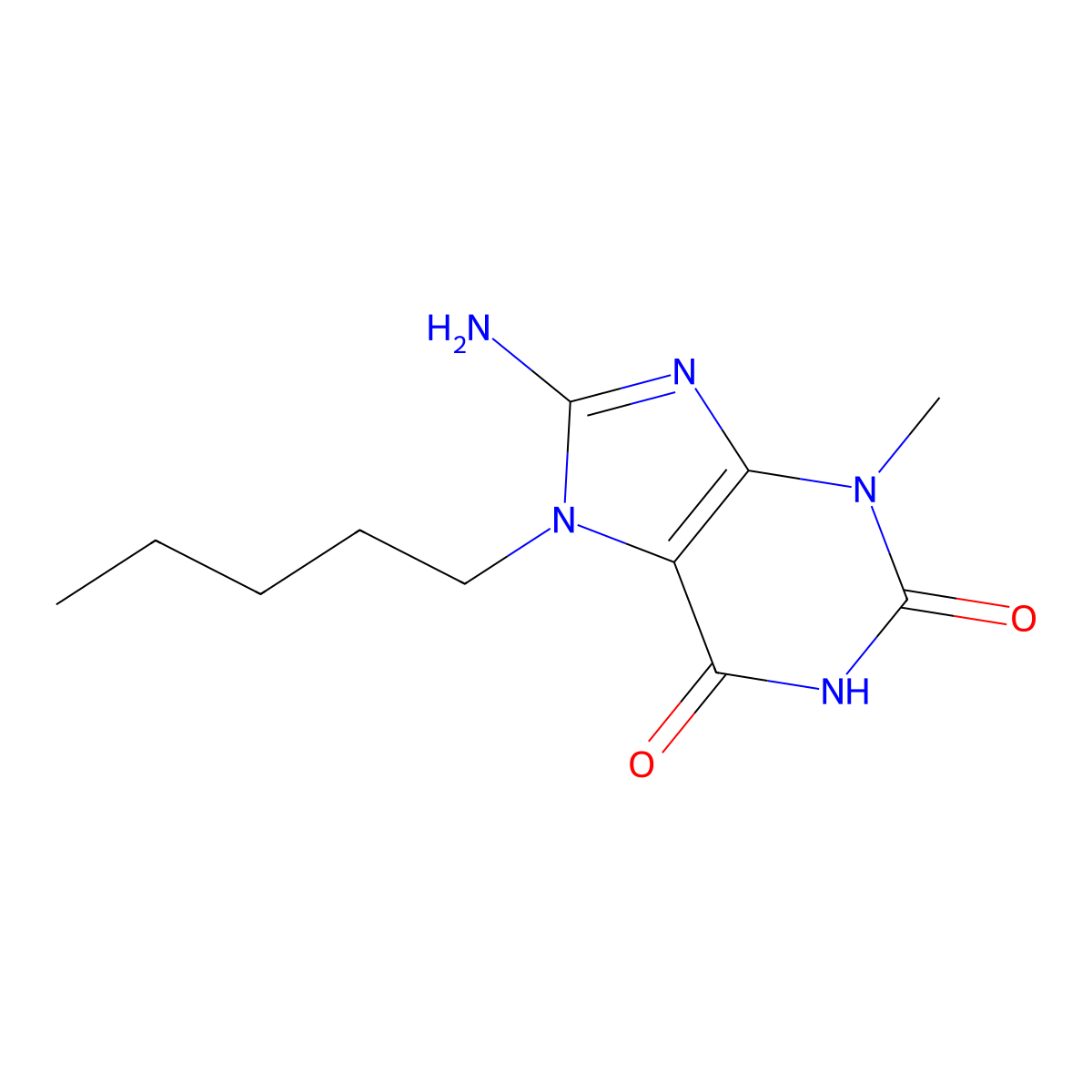 8-Amino-3-methyl-7-pentyl-1H-purine-2,6(3H,7H)-dione molecular structure, CAS 318513-10-9