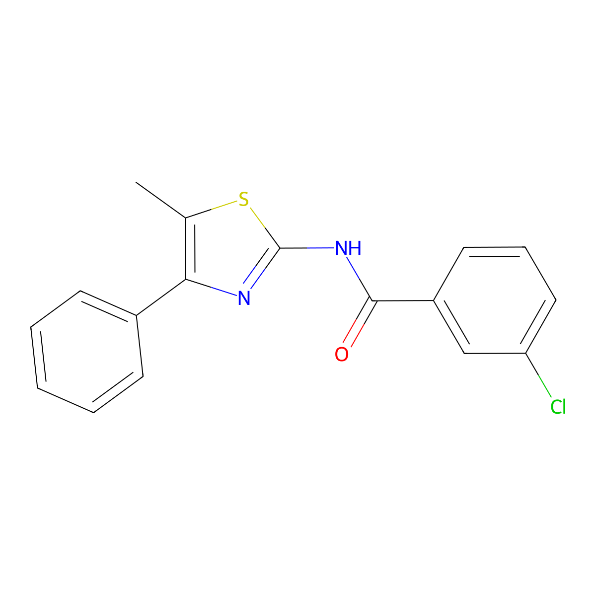 3-chloro-N-(5-methyl-4-phenyl-1,3-thiazol-2-yl)benzamide molecular structure, CAS 318513-35-8