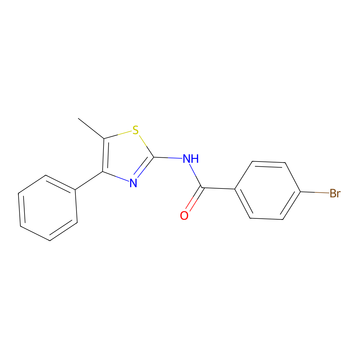 4-bromo-N-(5-methyl-4-phenyl-1,3-thiazol-2-yl)benzamide molecular structure, CAS 318513-39-2