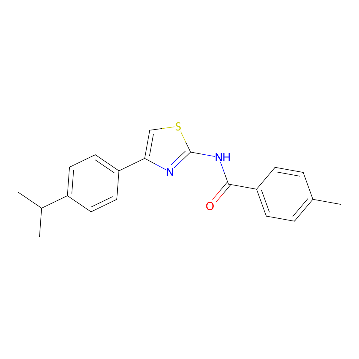 N-(4-(4-isopropylphenyl)thiazol-2-yl)-4-methylbenzamide molecular structure, CAS 318513-46-1