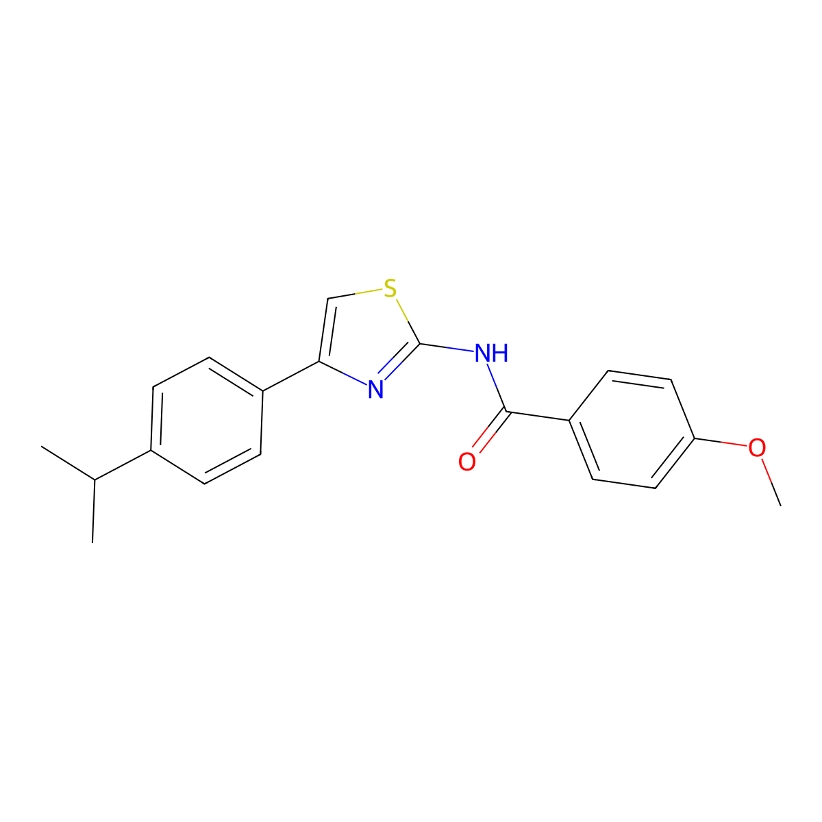 N-(4-(4-isopropylphenyl)thiazol-2-yl)-4-methoxybenzamide molecular structure, CAS 318513-48-3