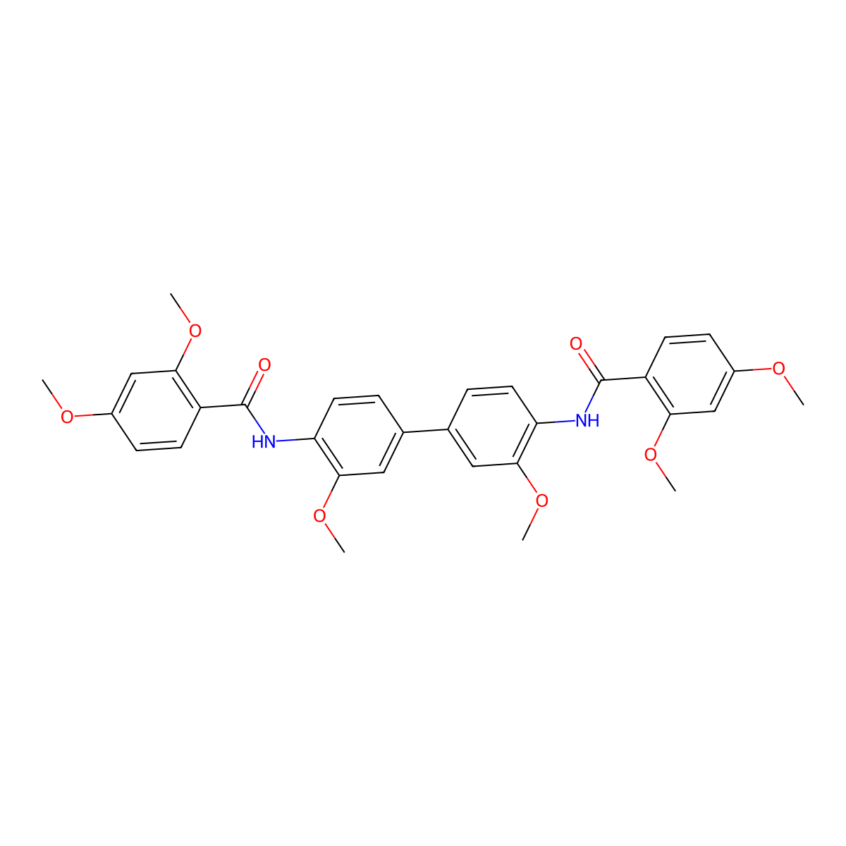 N-[4-[4-[(2,4-dimethoxybenzoyl)amino]-3-methoxyphenyl]-2-methoxyphenyl]-2,4-dimethoxybenzamide molecular structure, CAS 318513-53-0