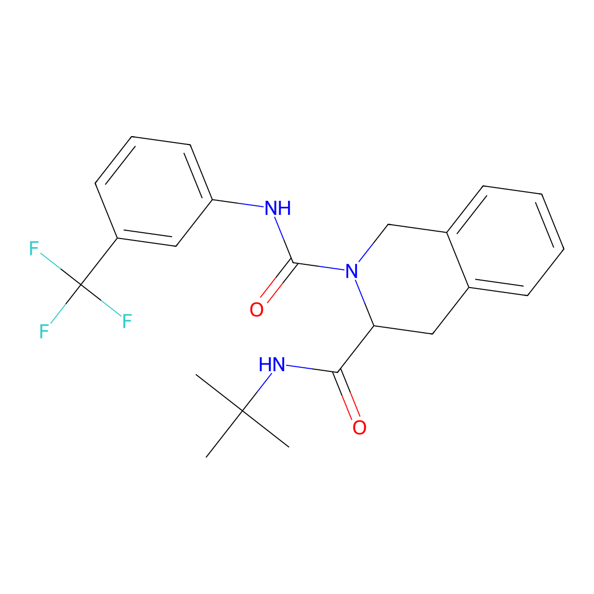 N~3~-(tert-butyl)-N~2~-[3-(trifluoromethyl)phenyl]-3,4-dihydro-2,3(1H)-isoquinolinedicarboxamide molecular structure, CAS 318517-12-3