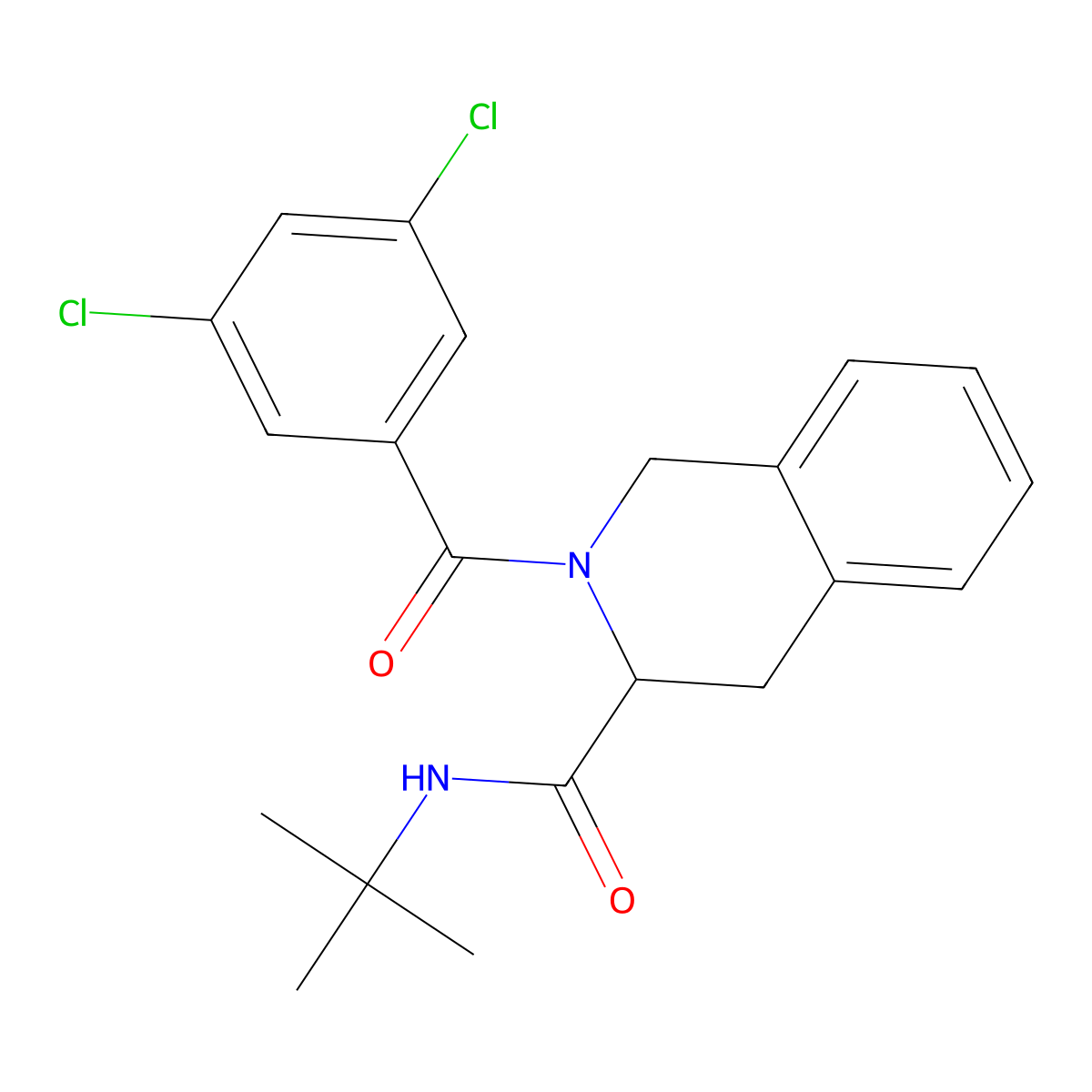 N-tert-butyl-2-(3,5-dichlorobenzoyl)-3,4-dihydro-1H-isoquinoline-3-carboxamide molecular structure, CAS 318517-26-9
