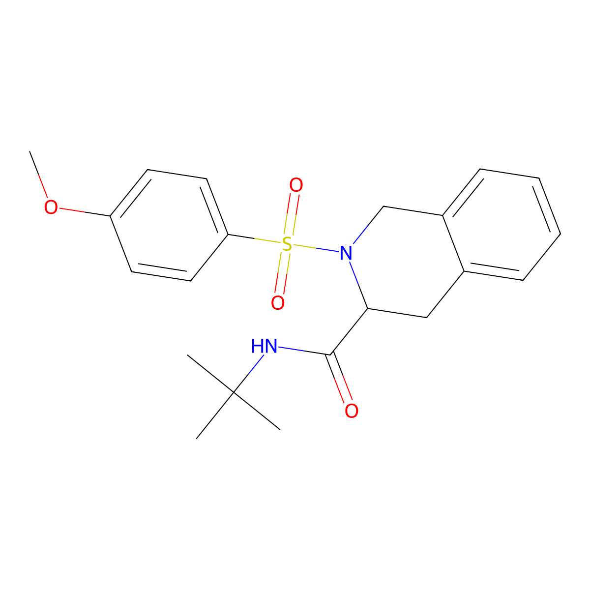 N-(tert-butyl)-2-[(4-methoxyphenyl)sulfonyl]-1,2,3,4-tetrahydro-3-isoquinolinecarboxamide molecular structure, CAS 318517-28-1