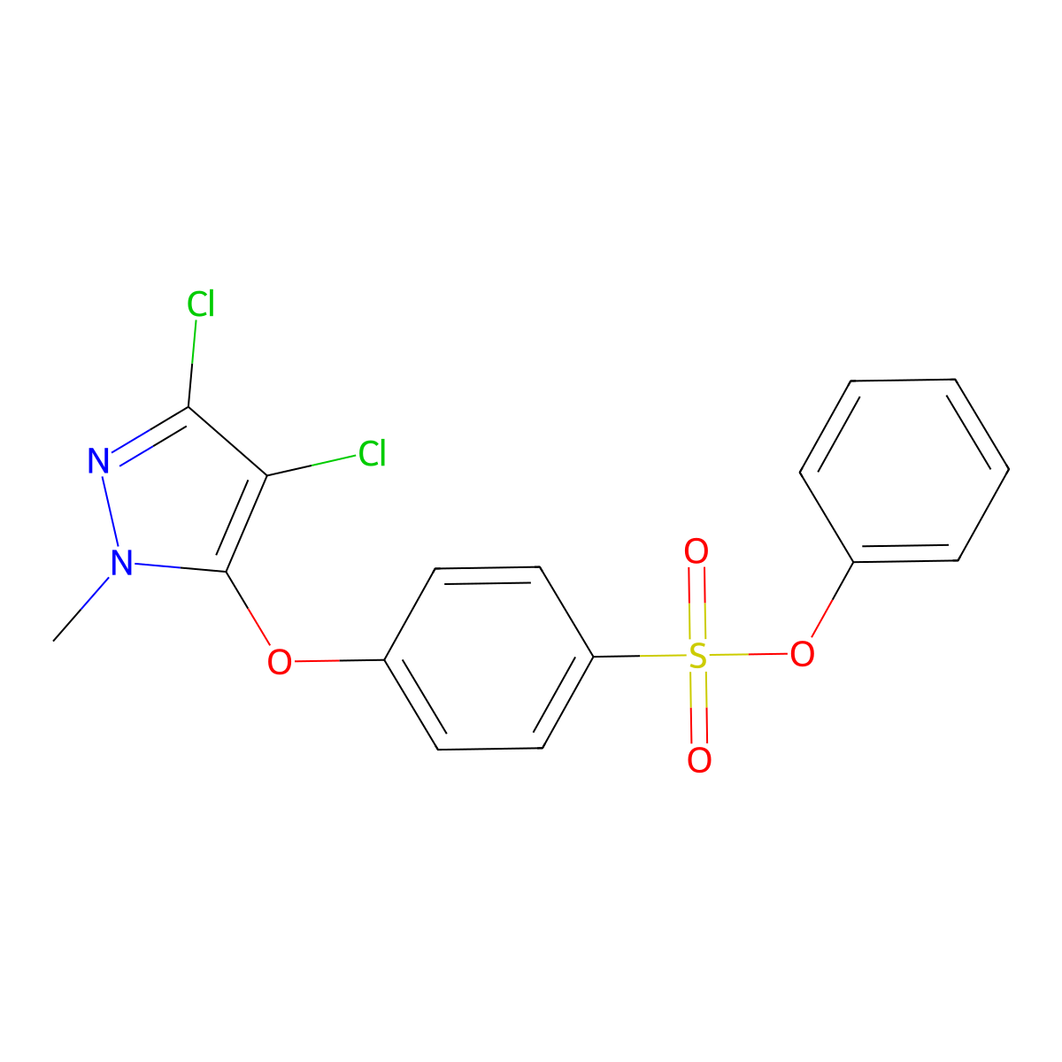 phenyl 4-[(3,4-dichloro-1-methyl-1H-pyrazol-5-yl)oxy]benzenesulfonate molecular structure, CAS 318517-48-5